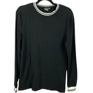 Asos Design Muscle Fit Long Sleeve T-shirt Contrast Tipping Large Black